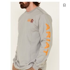 Ariat Men's FR Logo Crew Neck Long Sleeve with Bold Orange Accents
